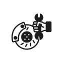 Icono de frenómetro para control y verificación de frenos en vehículos industriales
