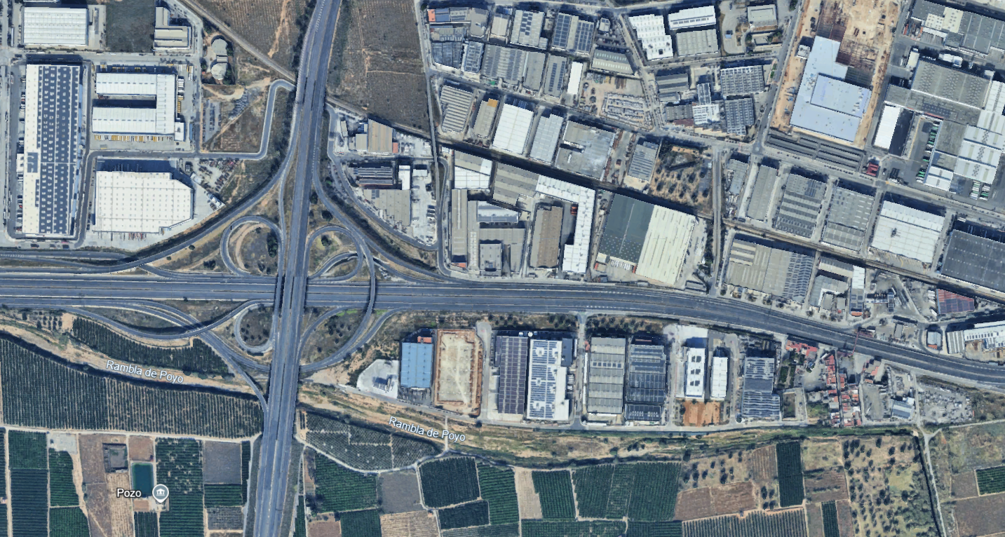 Imagen satélite centro logístico Riba-roja Imagen satélite del centro logístico de Andrés Zamora e Hijos en Riba-roja de Túria